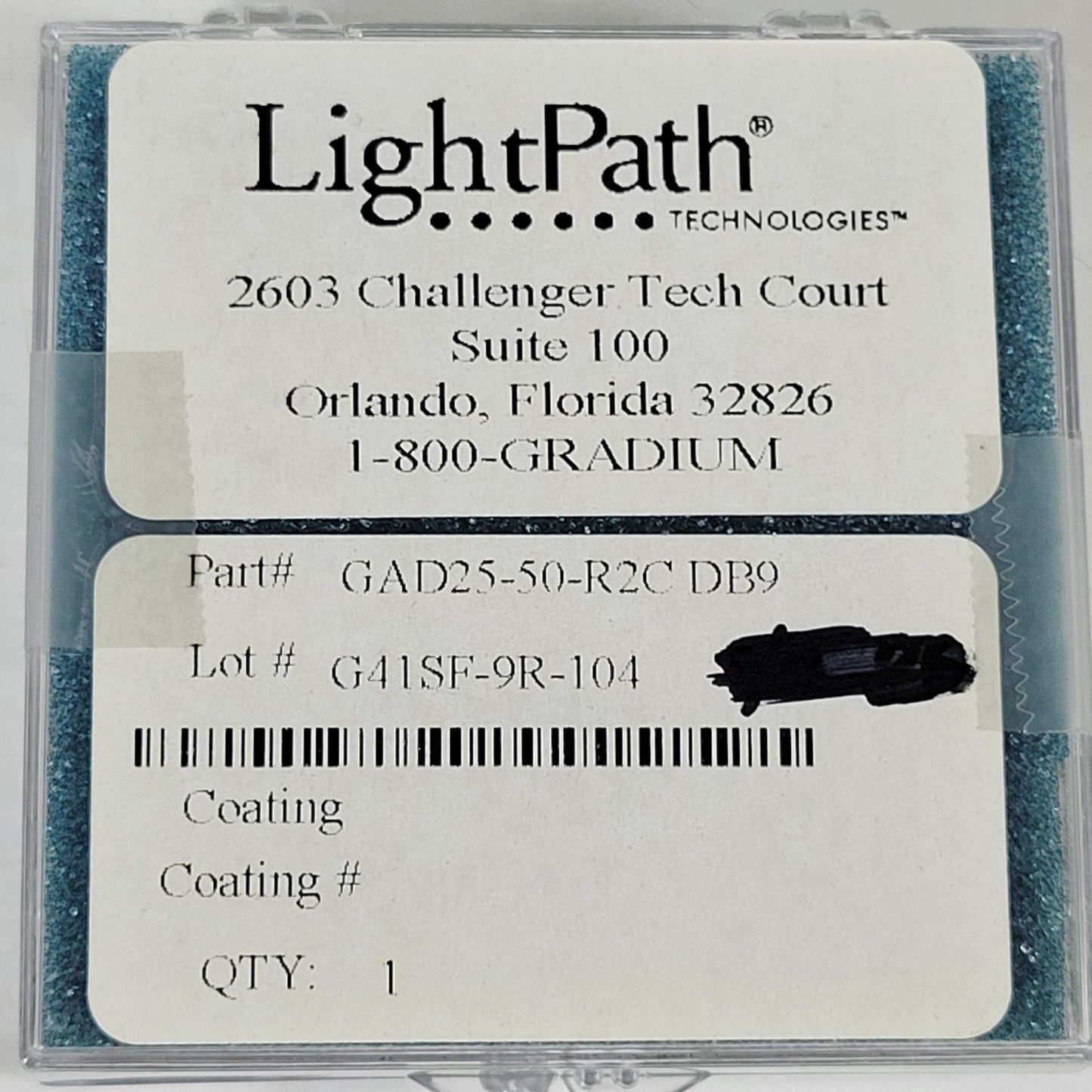 LightPath GAD25-50-R2C DB9 180° 25mm 50mm EFL GRADIUM Achromatic GRIN Lens