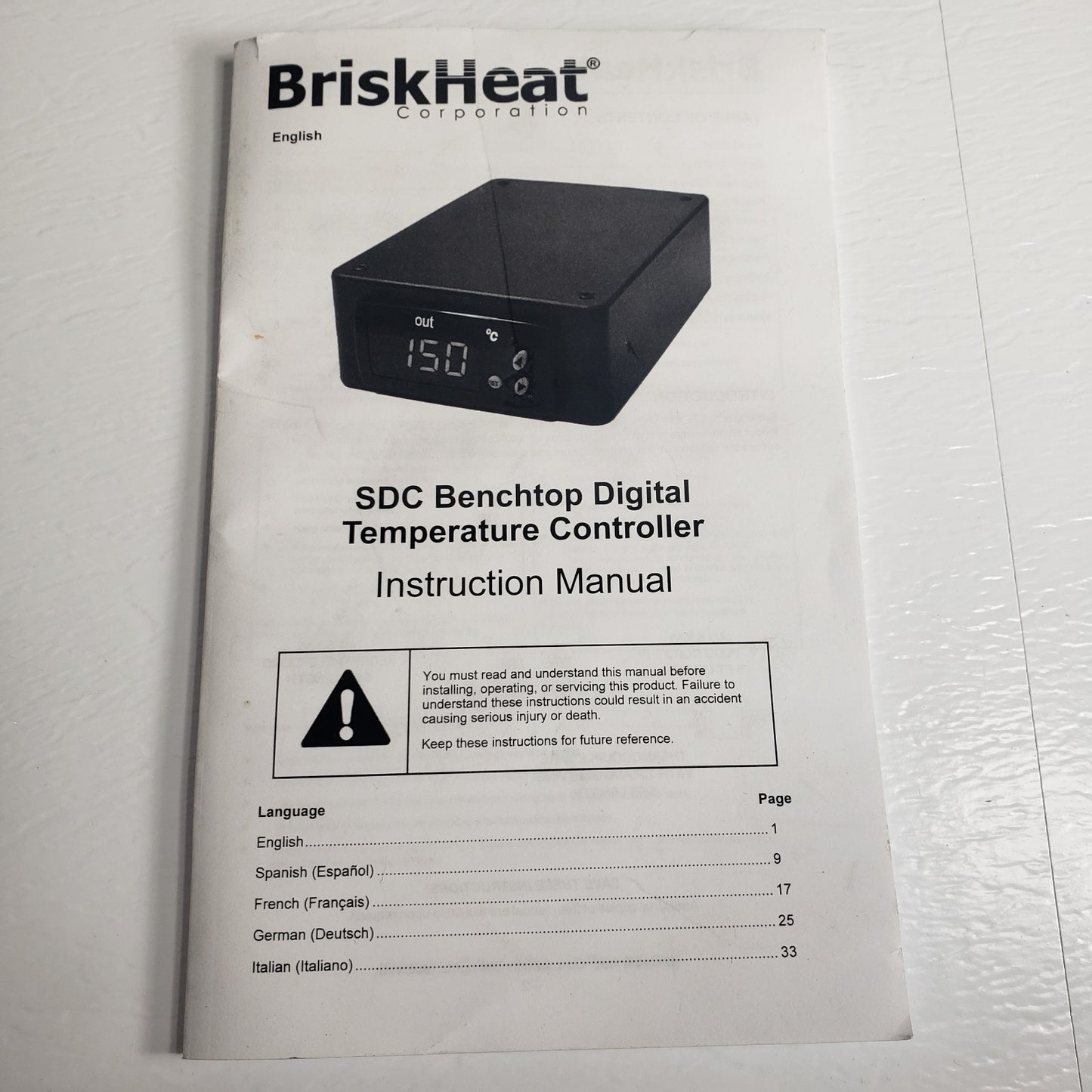 BRISKHEAT SDC120KCA Benchtop Digital Temp Controller 0-600⁰ Celsius w/ Manual