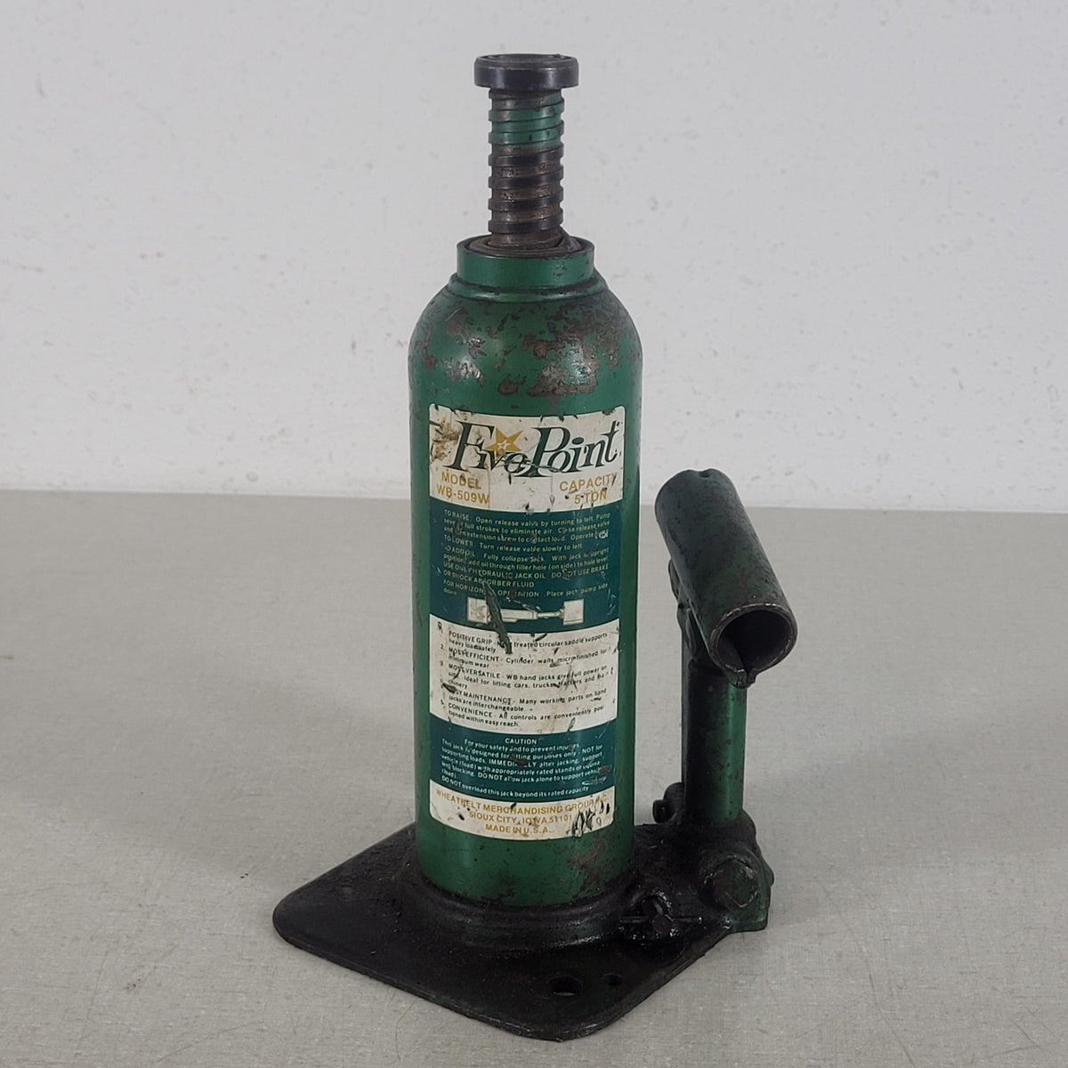 American AH-509W 5-Ton Vintage Hydraulic Bottle Jack Heavy Duty USA