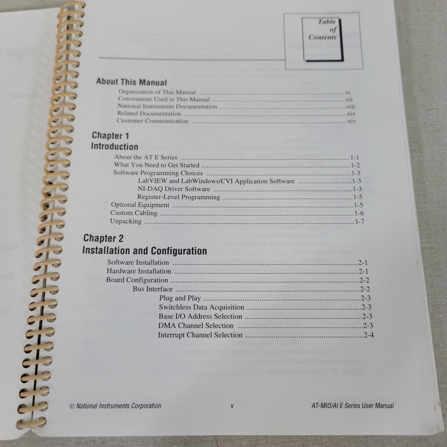 National Instruments 320517E-01 AT-MIO/AI E Series DAQ User Manual May 1996 OEM