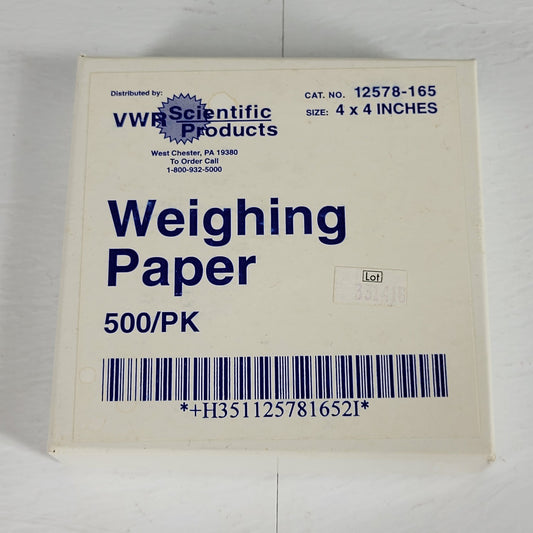 VWR 12578-165 Weighing Paper 4x4 Inches, 500 Pack, New Open Box