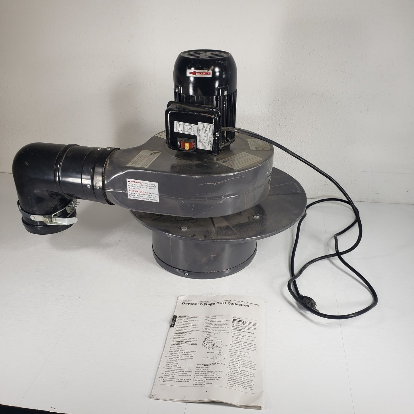 Dayton 3AA31B 2-Stage Dust Collector 3/4HP 600 CFM 115/230V Manual