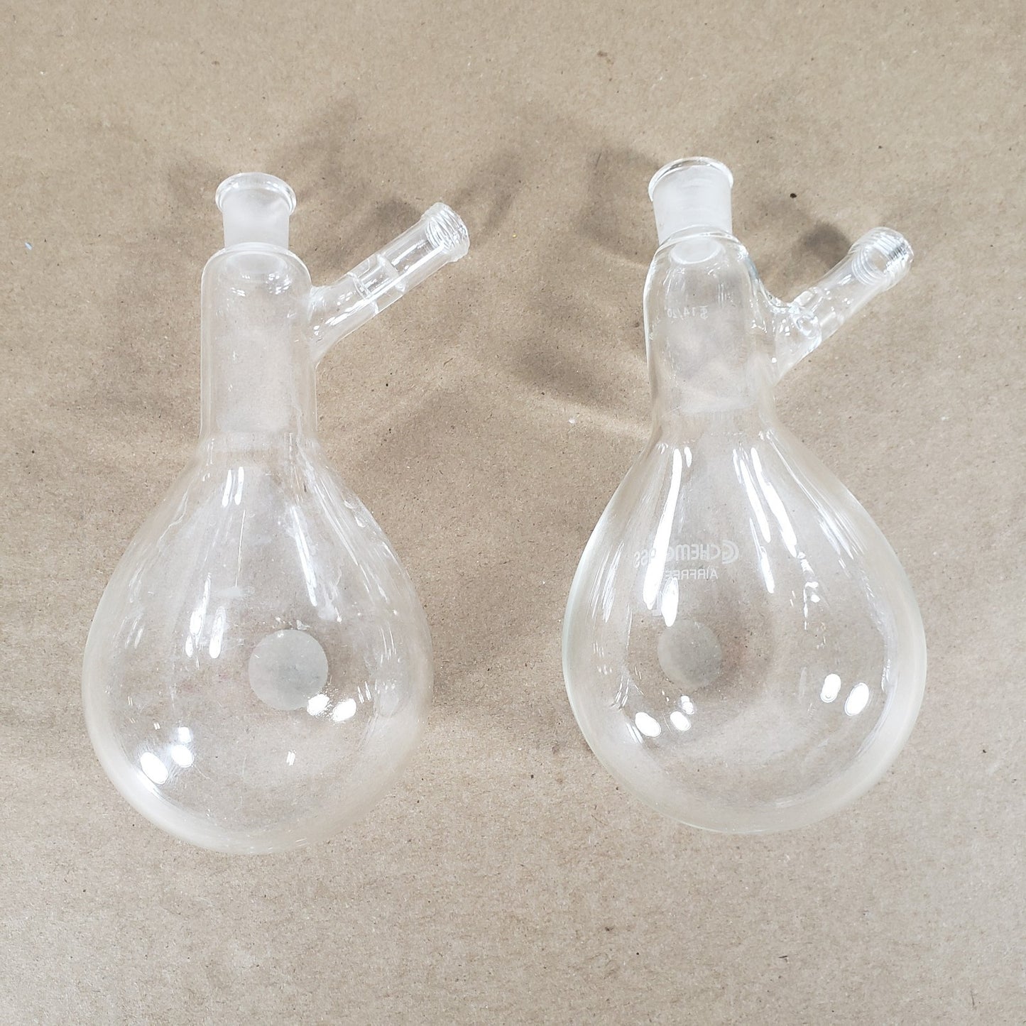 Lot of Chemglass AF-0520-26/25/22 Schlenk Flasks 200mL 25mL 2 w/out Plugs