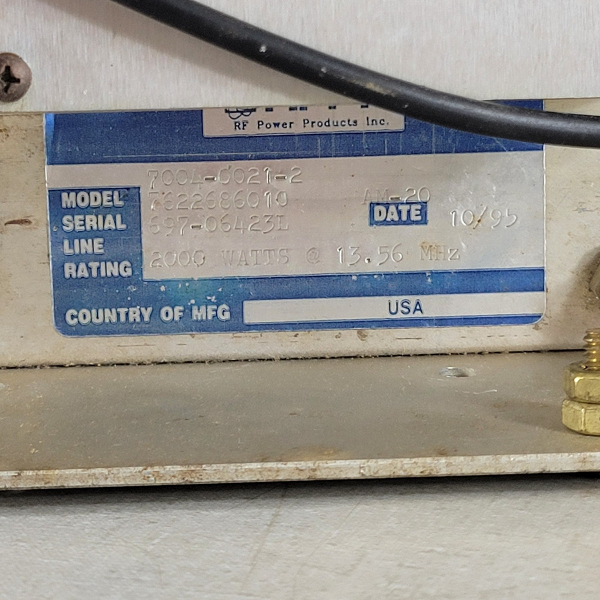 RFPP AM-20 Automatic RF Matching Network Plasma Matcher Water Cooled