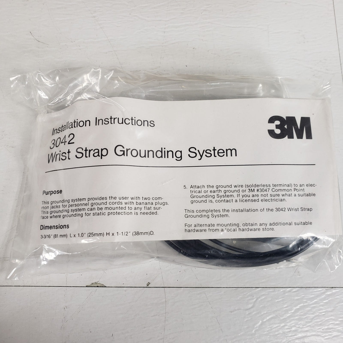 3M 3042 Wrist Strap Grounding System ESD Anti-Static Dual Banana Jack Cord