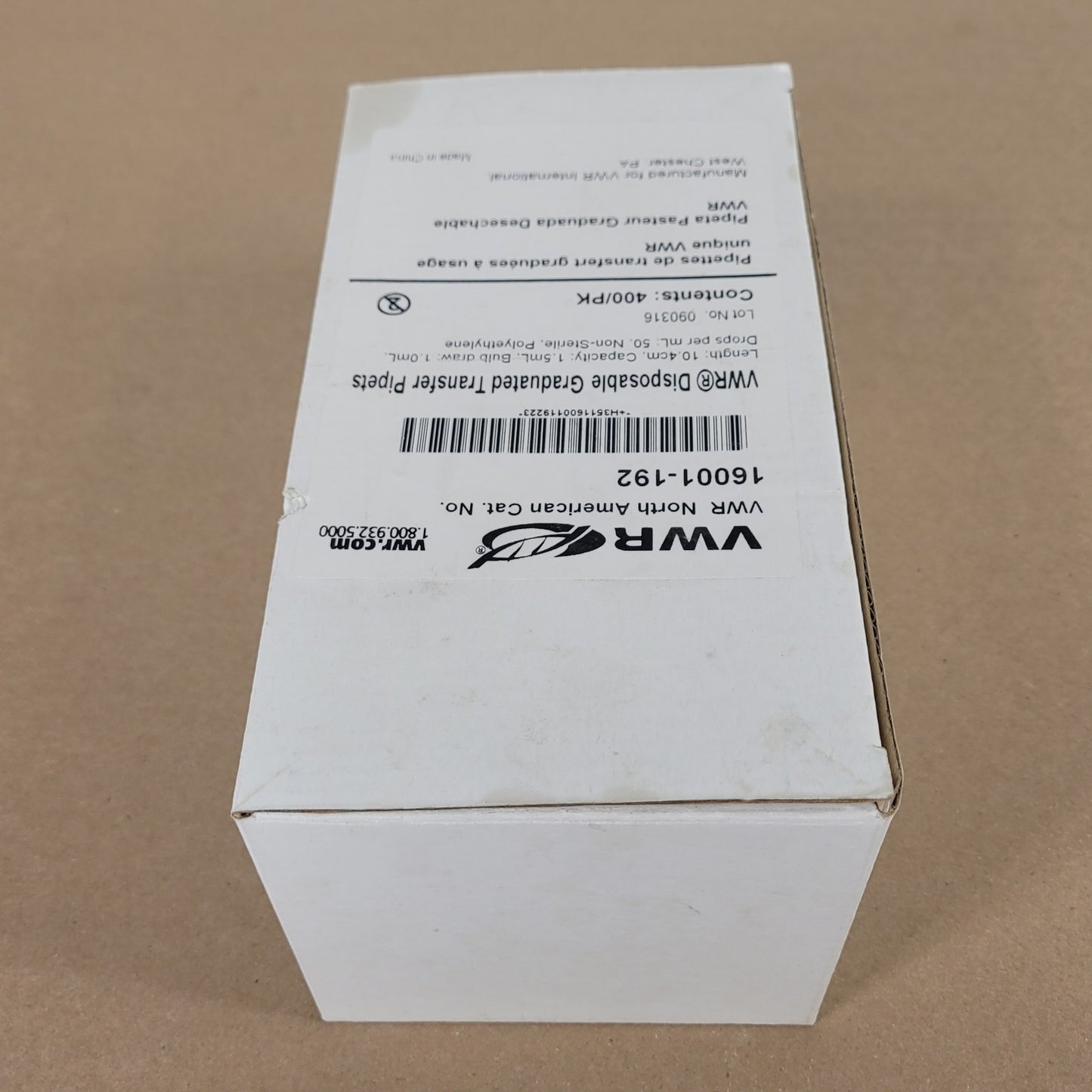 VWR 16001-192 Disposable Polyethylene 1.5mL Transfer Pipettes Box of 400