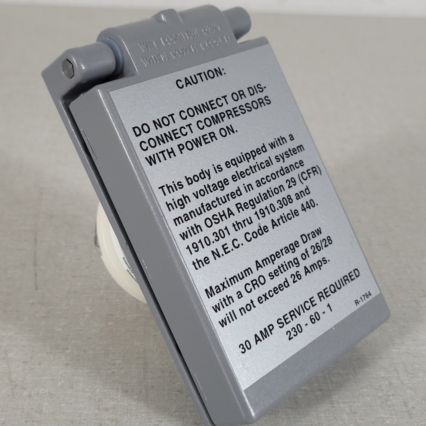 17388AAA 30A 230V Industrial Compressor Electrical Outlet Box FD FS Mount Gray