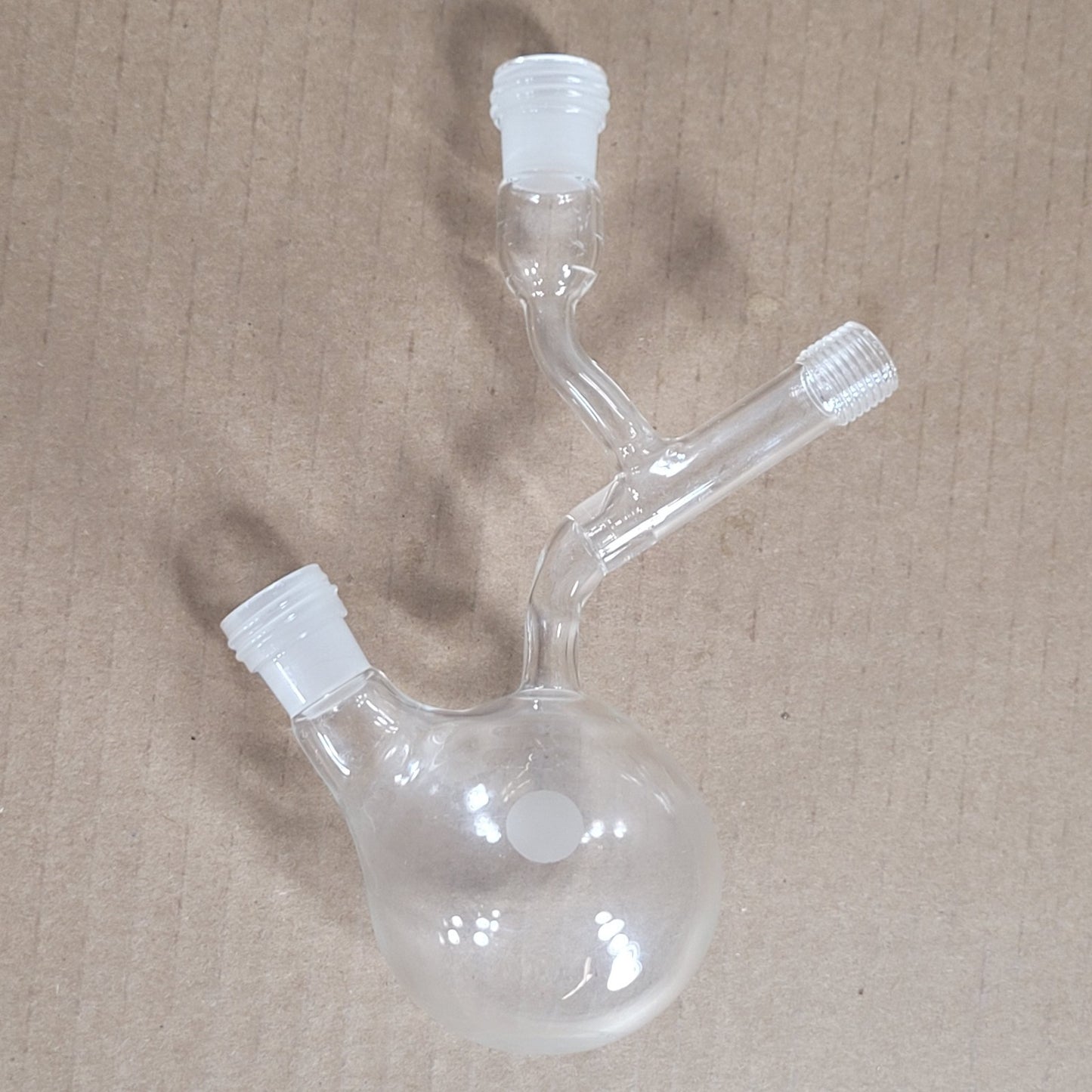 Chemglass Schlenk Distillation Bulb 100mL 14/20 CN SN Threaded Plunger Side Arm