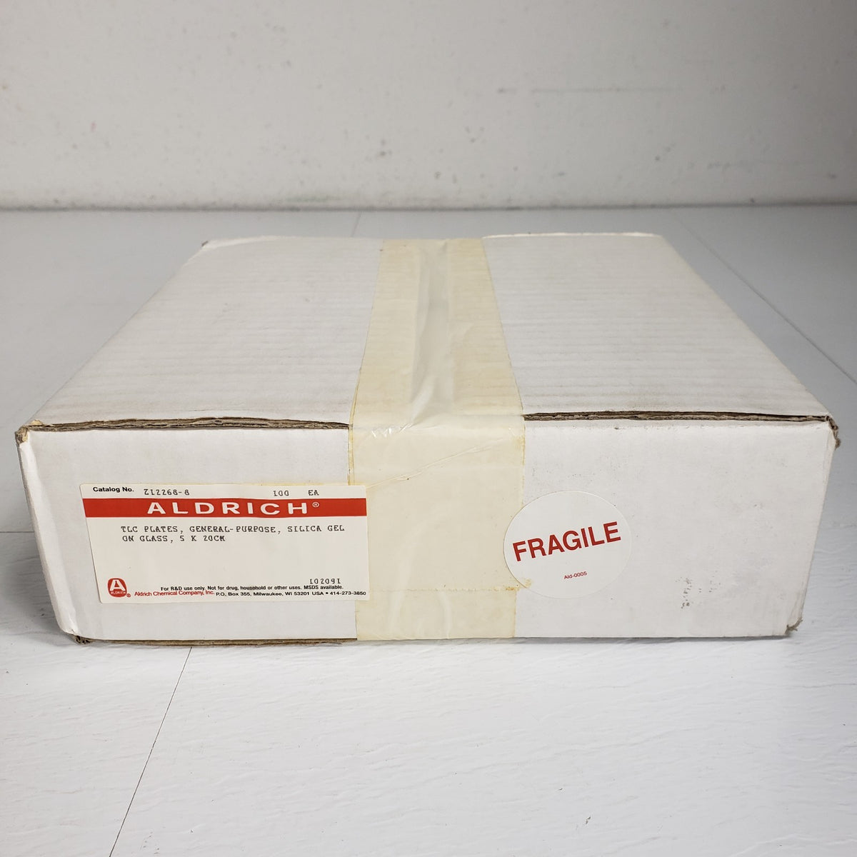 Aldrich Z122688 TLC Silica Gel Glass Plates 5x20cm 100/Box No Fluorescence