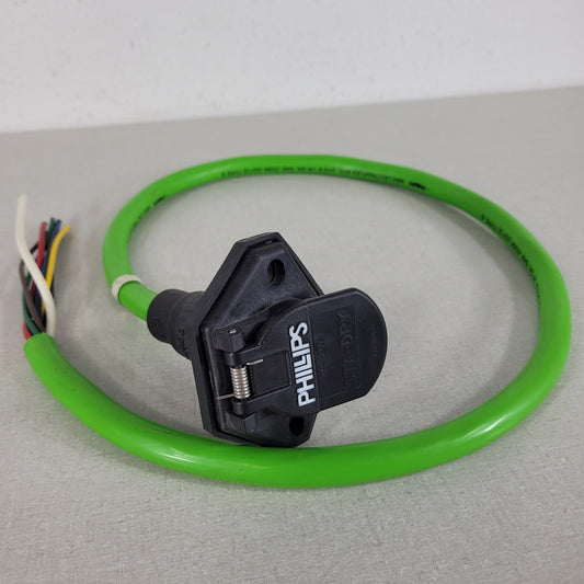 Phillips STA-DRY SAE J560 7-Way Trailer Plug Pigtail Cable Green Lead
