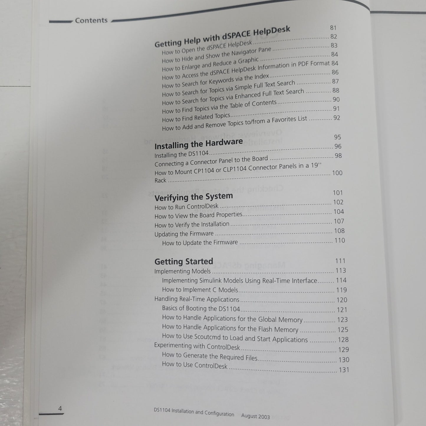 dSPACE DS1104 R&D Controller Board Installation Configuration Release 4.0 Manual