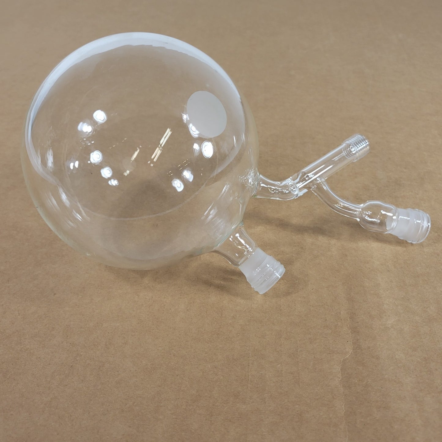 Chemglass 1000mL Airfree Schlenk Round Bottom Flask 2 Chem-Cap Valves