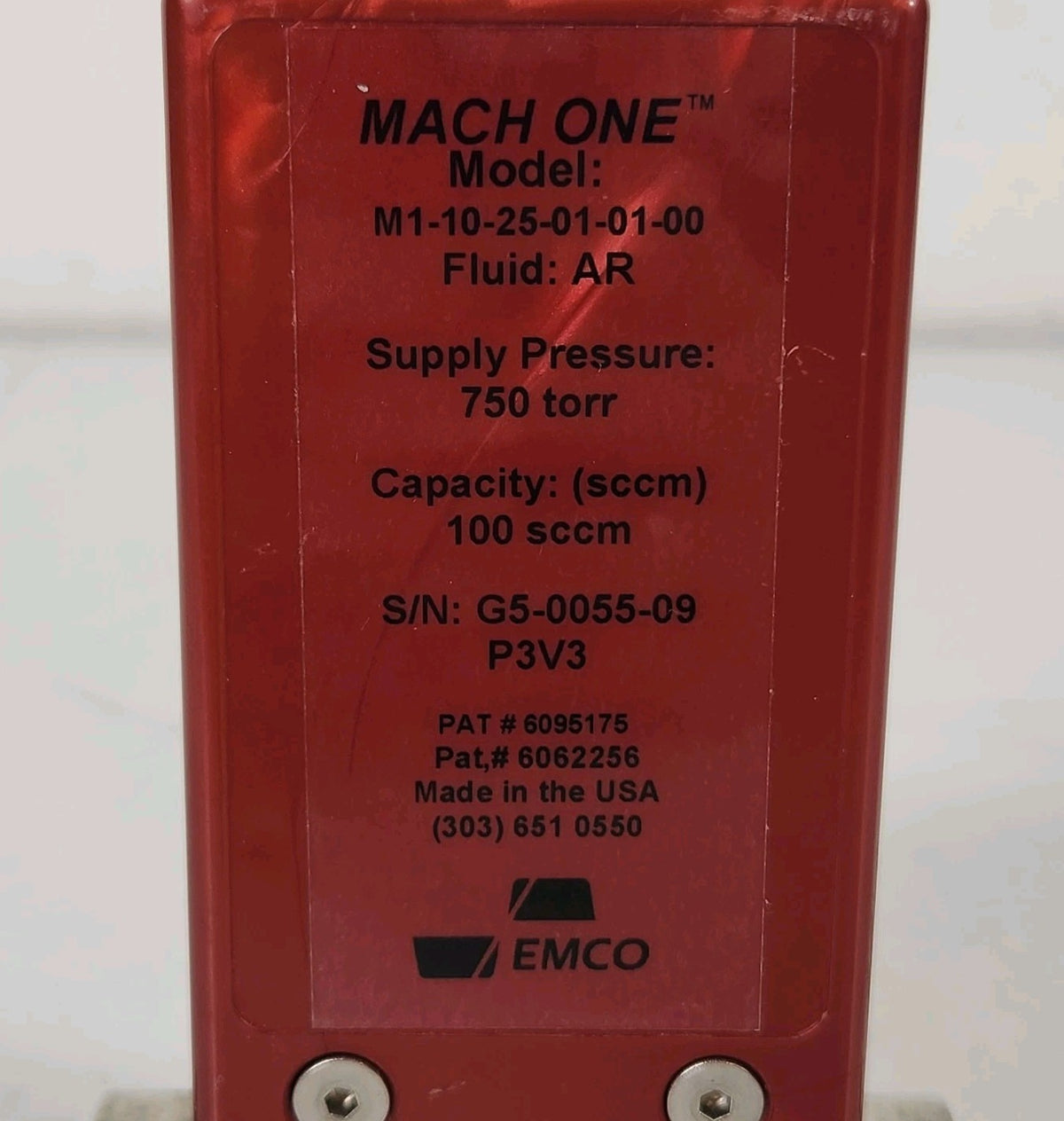 EMCO Mach One M1-10-25-01-01-00 100 SCCM Argon Mass Flow Controller MFC