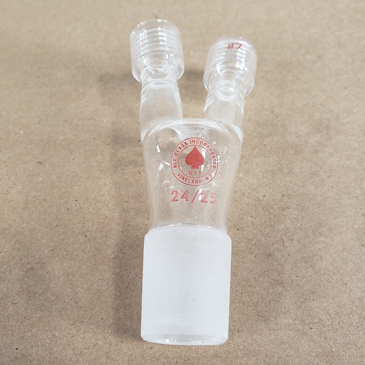 Set of 2 Ace Glass Inc. 5031-10 Twin Adapter 24/25 Bottom #7 Threads Top