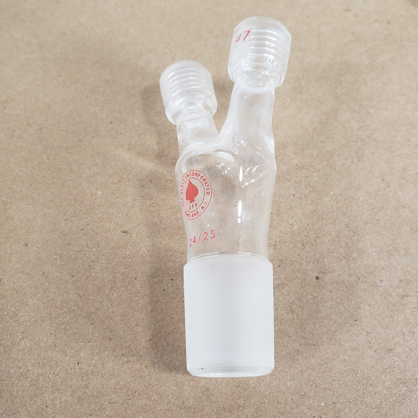 Set of 2 Ace Glass Inc. 5031-10 Twin Adapter 24/25 Bottom #7 Threads Top