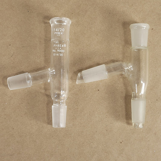 Set Of 2 Pyrex/Unbranded 9000 75° Angle 3-Way Connector 14/20 CN/SN Joints
