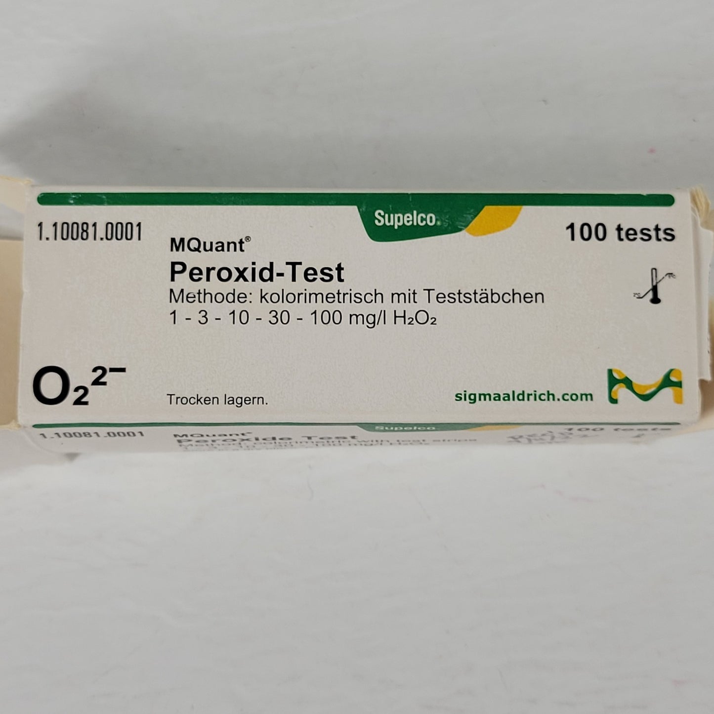 SUPELCO 1.10081.0001 MQuant Peroxide Test ~100 Tests Original Container & Manual