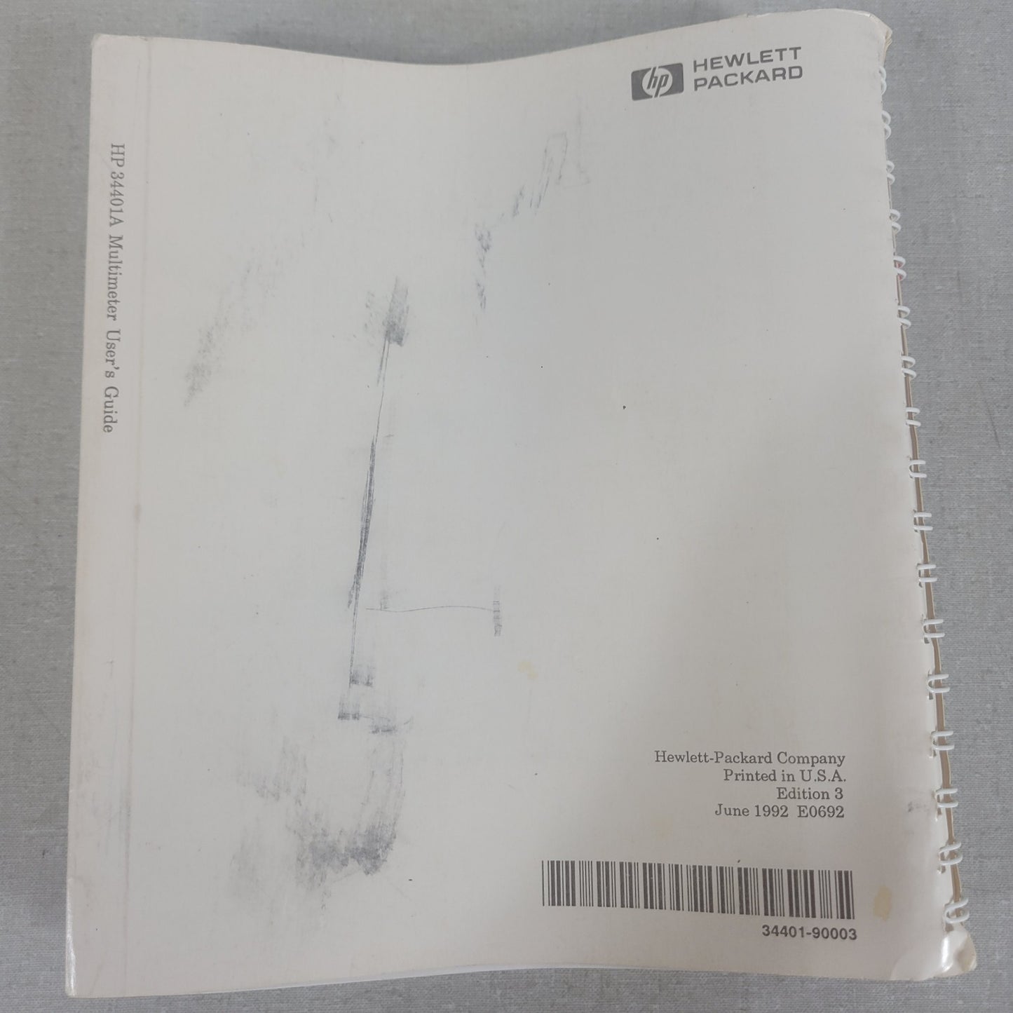 HP 34401A Digital Multimeter User's Guide Manual 34401-90003 Hewlett Packard OEM