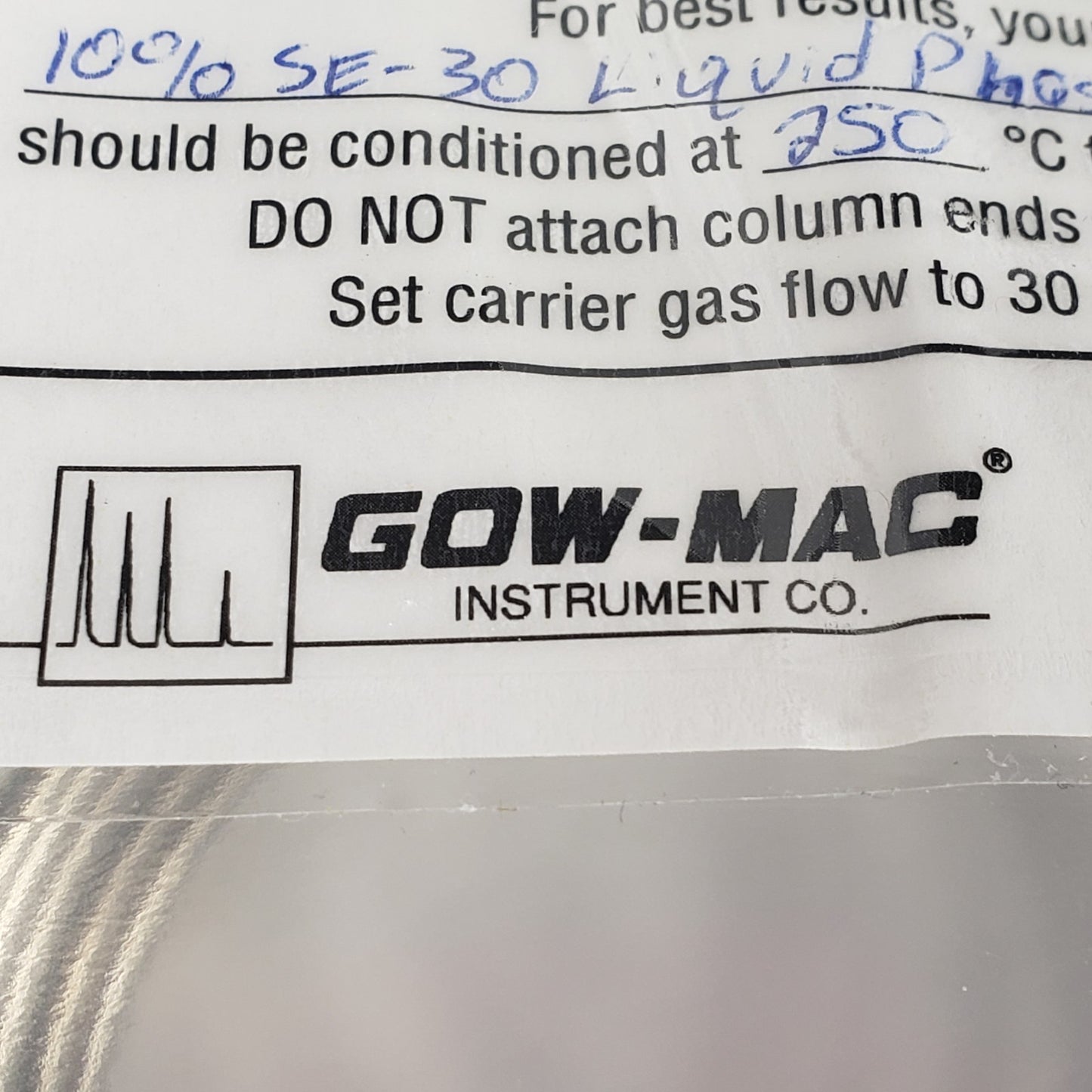 GOW-MAC C2212A13922 Stainless Steel Gas Chromatography Column for Complex Mixes
