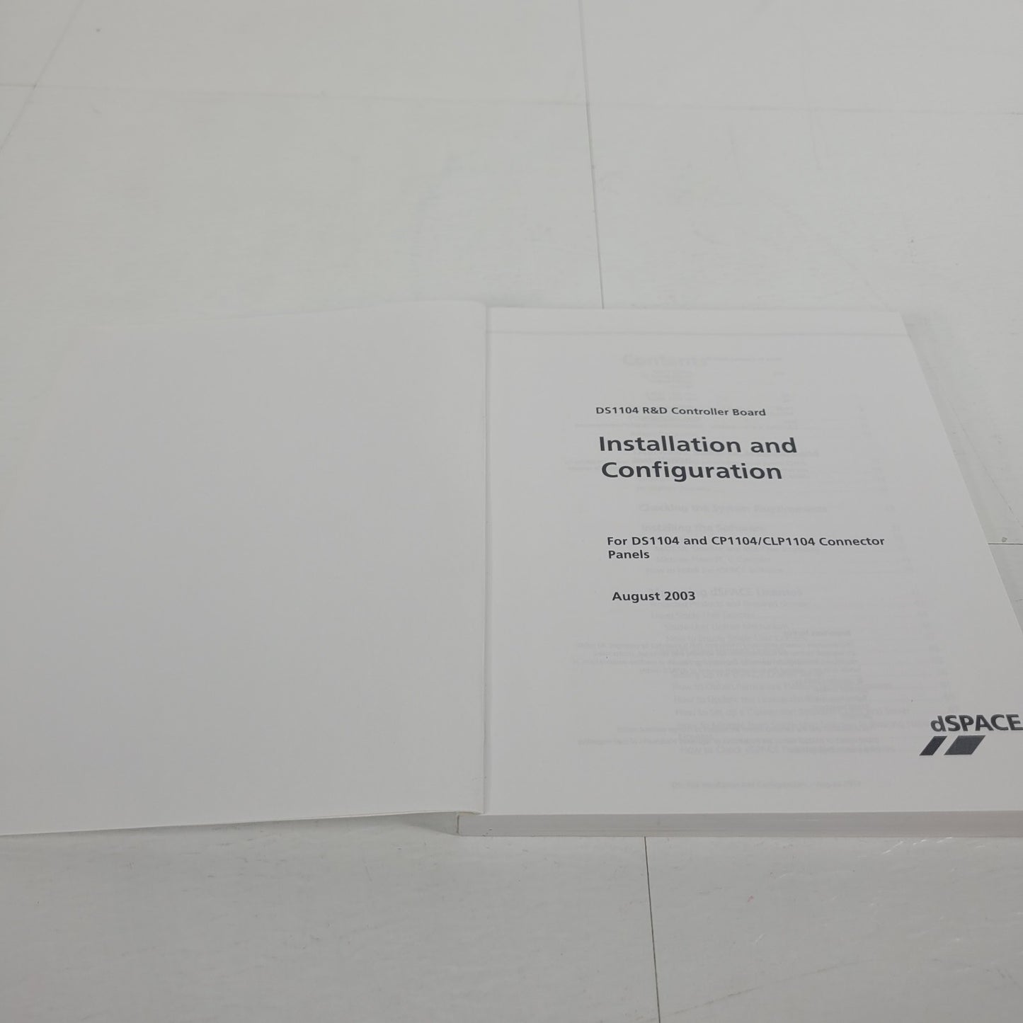 dSPACE DS1104 R&D Controller Board Installation Configuration Release 4.0 Manual