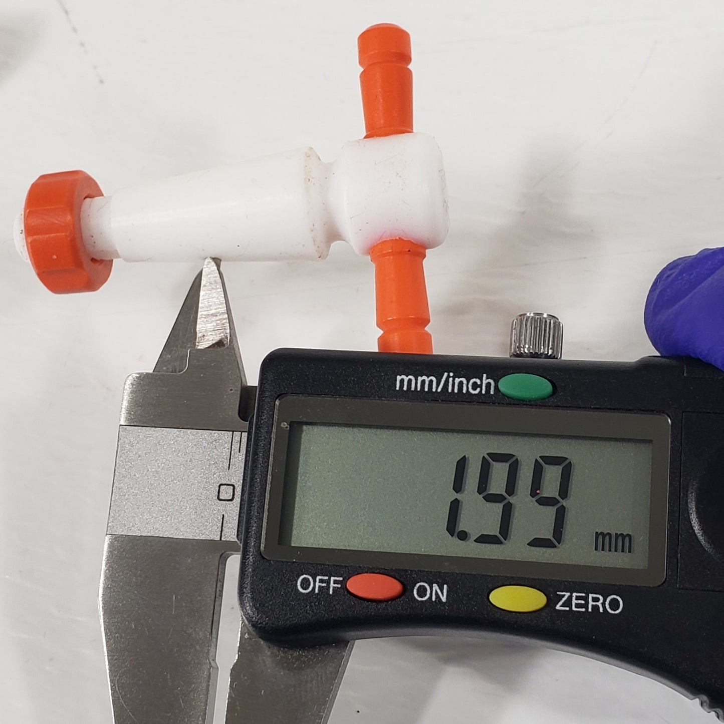 Two PTFE 13/25mm 2mm Bore Tapered Stopcocks for Glassware, Yellow & Orange
