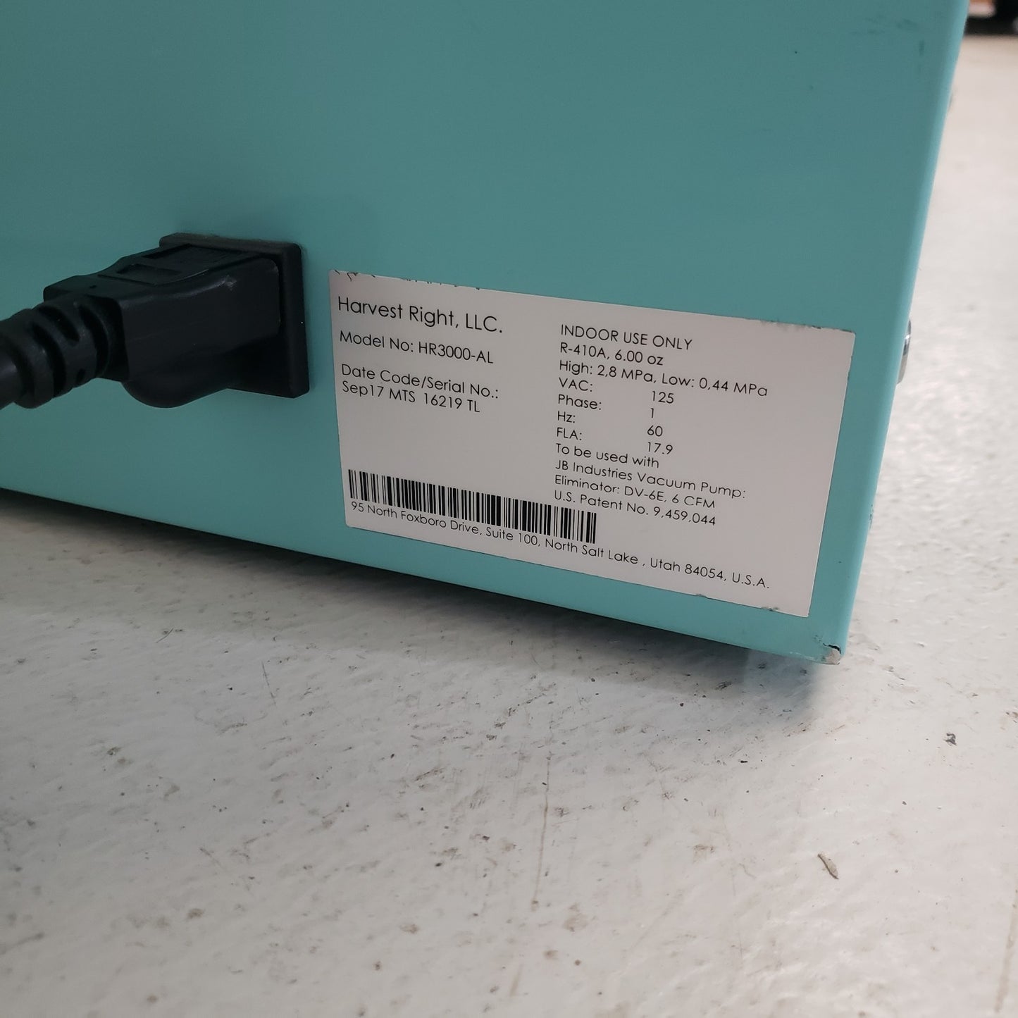 Tested Working Harvest Right HR3000-AL Lab Lyophilizer Vacuum Freeze Dryer 120V
