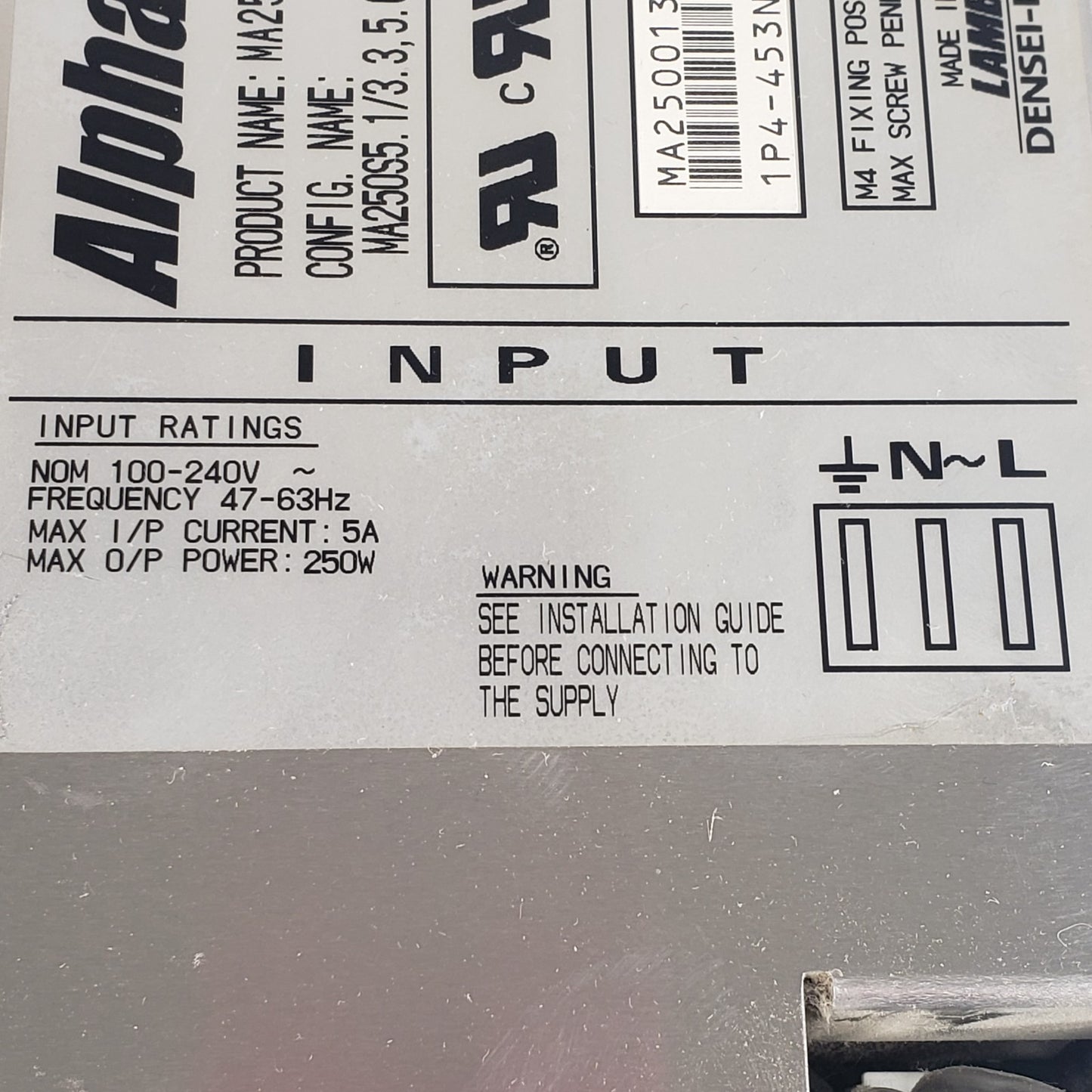 TDK Lambda Alpha 250S MA250S5 250W Power Supply MA2500138B 12v 5v 3.3v 5.1v