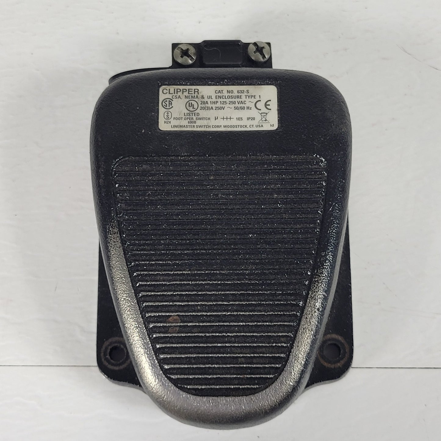 Electric Foot Operator Switch, 20A, 1HP, Cast Iron, Good Condition