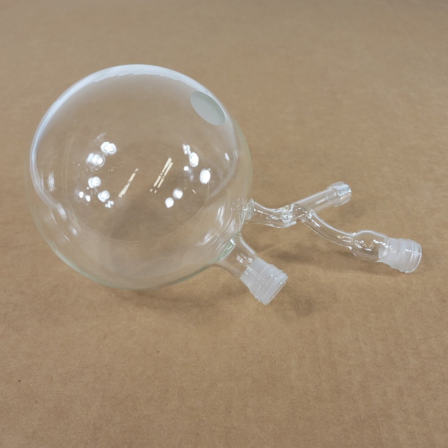 Chemglass 1000mL Airfree Schlenk Round Bottom Flask 2 Chem-Cap Valves