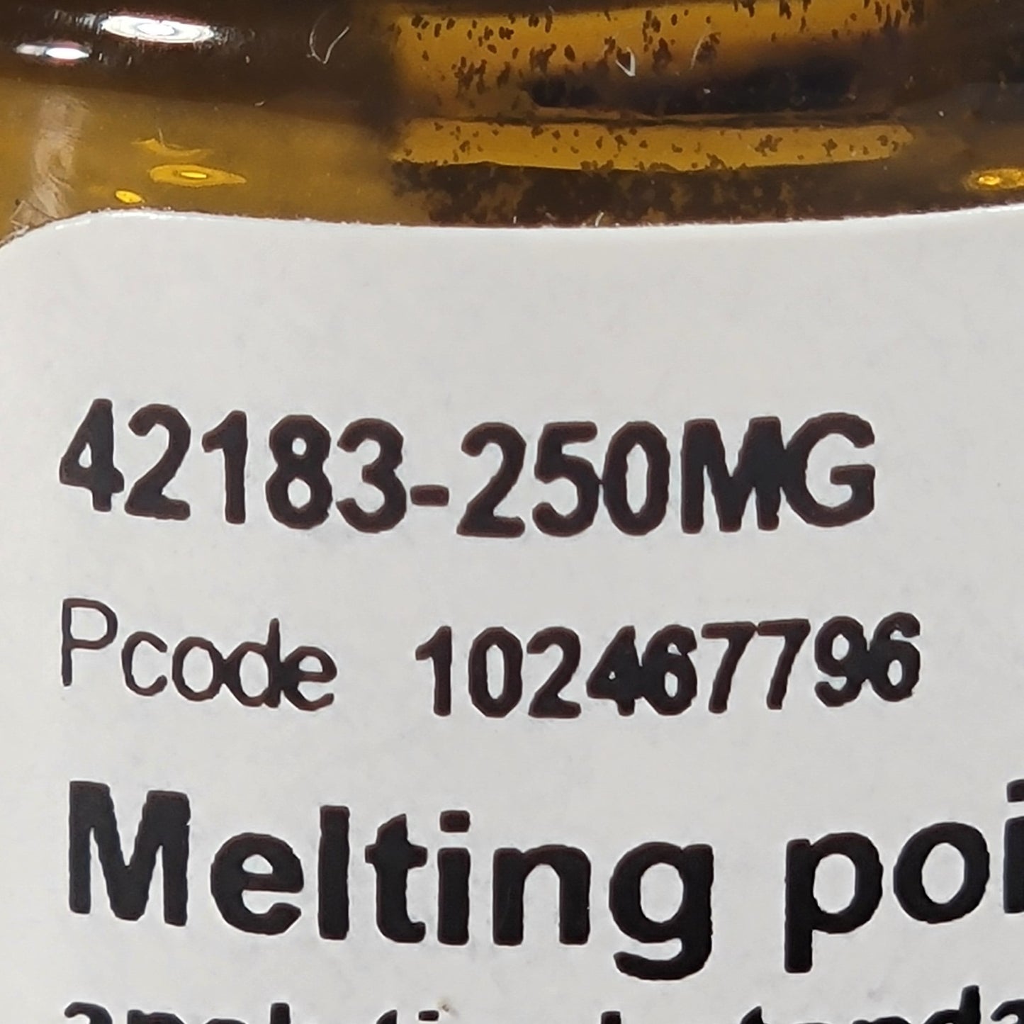SIGMA-ALDRICH 42183-250MG Melting Point Standard 182-184 Celsius, Exp: MAY/24