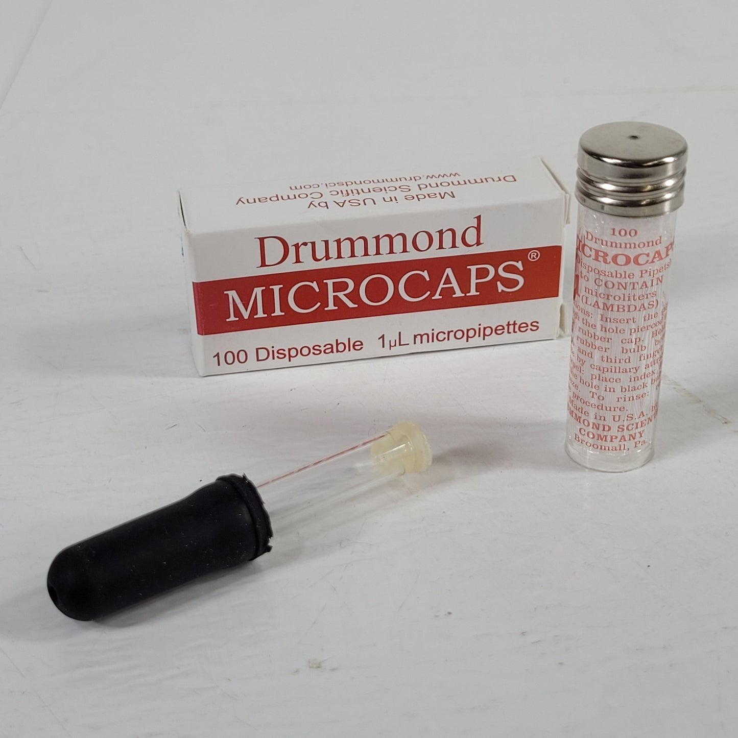 Drummond 1-000-0010 Microcaps 1µL Glass Micropipettes 100 + Bulb Dispenser