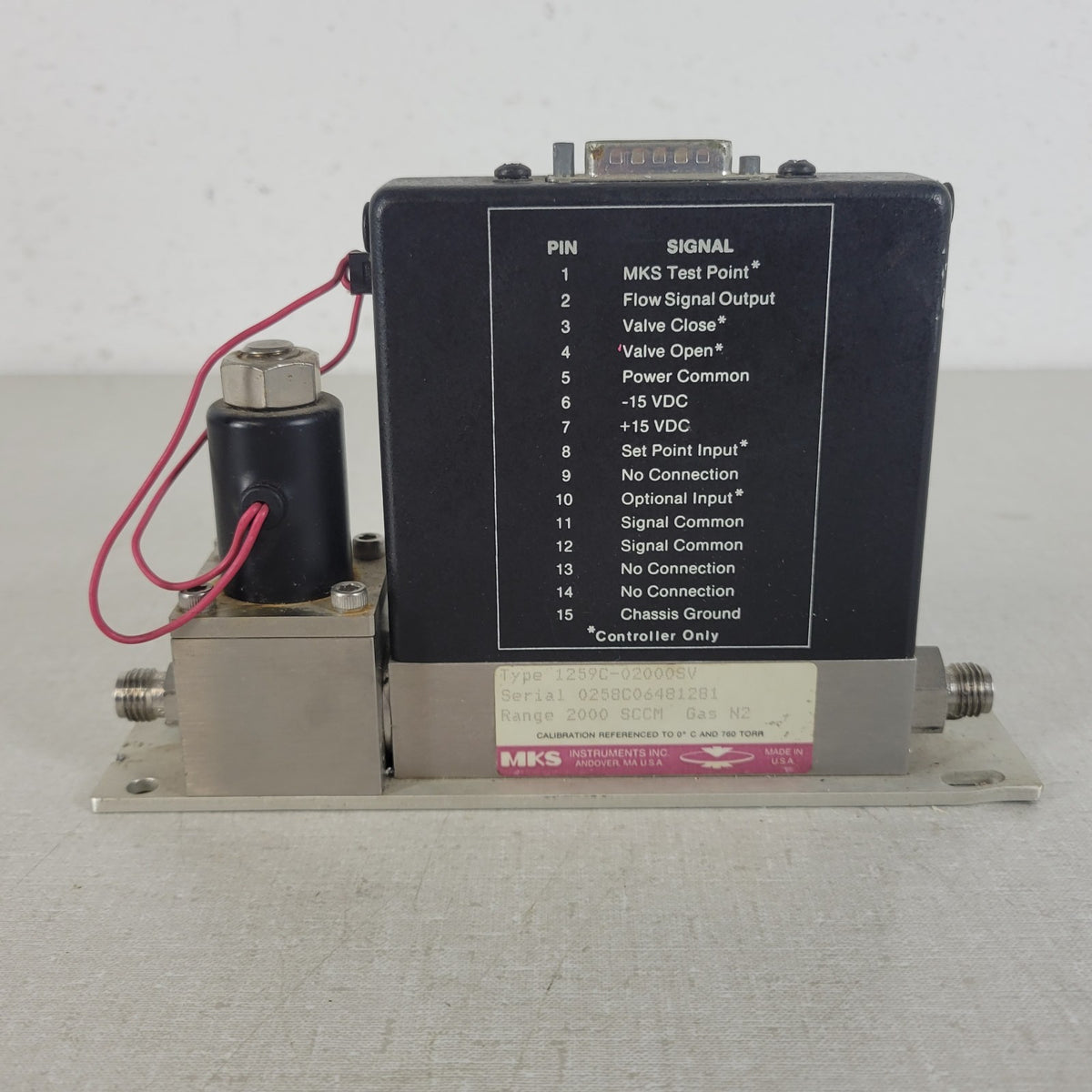 MKS Instruments 1259C-02000SV 2000 SCCM N2 Mass Flow Controller MFC