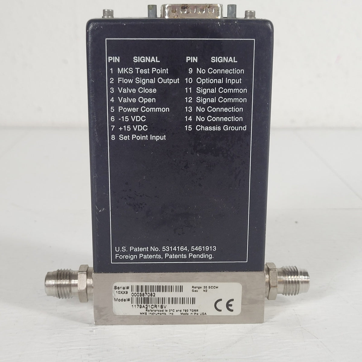 MKS 1179A21CR1BV Mass-Flo Controller 20 SCCM N2 1/4" VCR MFC