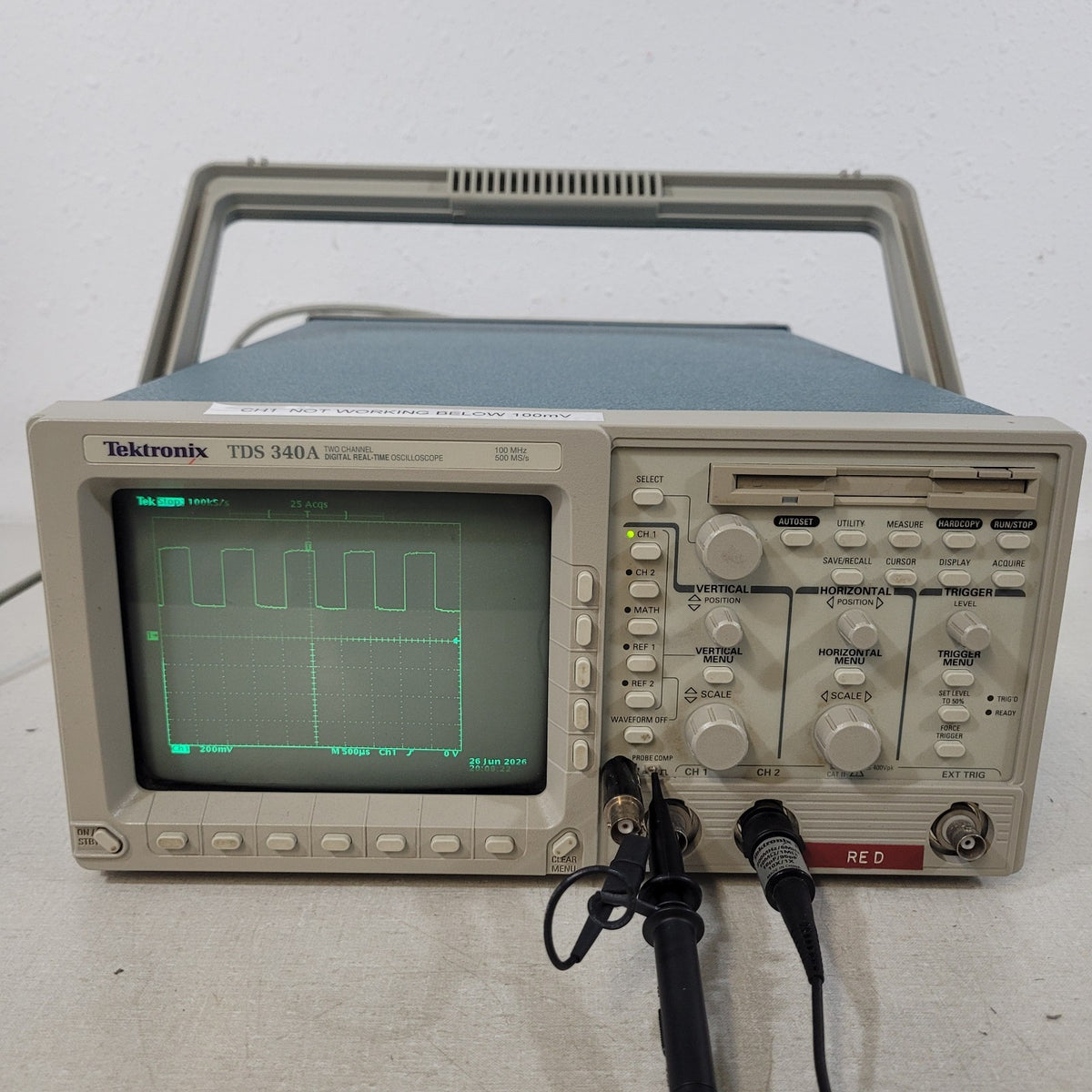 READ DESC Tektronix TDS340A 100MHz 500MS/s 2CH Digital Storage Oscilloscope