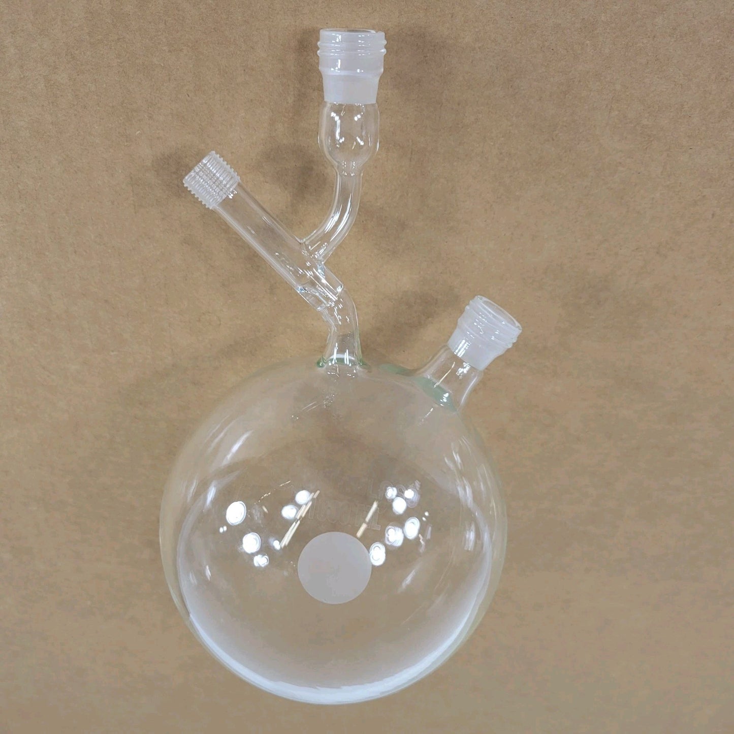 Chemglass 1000mL Airfree Schlenk Round Bottom Flask 2 Chem-Cap Valves