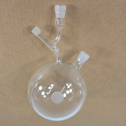 Chemglass 1000mL Airfree Schlenk Round Bottom Flask 2 Chem-Cap Valves