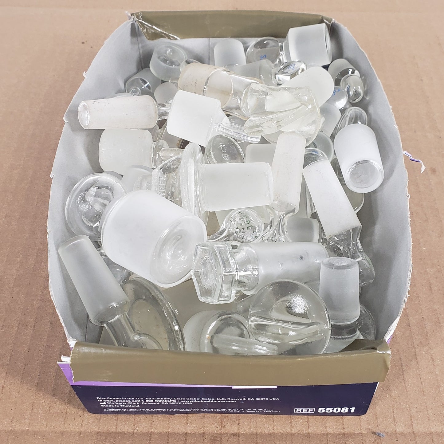 Lot Of Assorted Glass & Plastic Glassware Stoppers/Caps Variety Of Sizes
