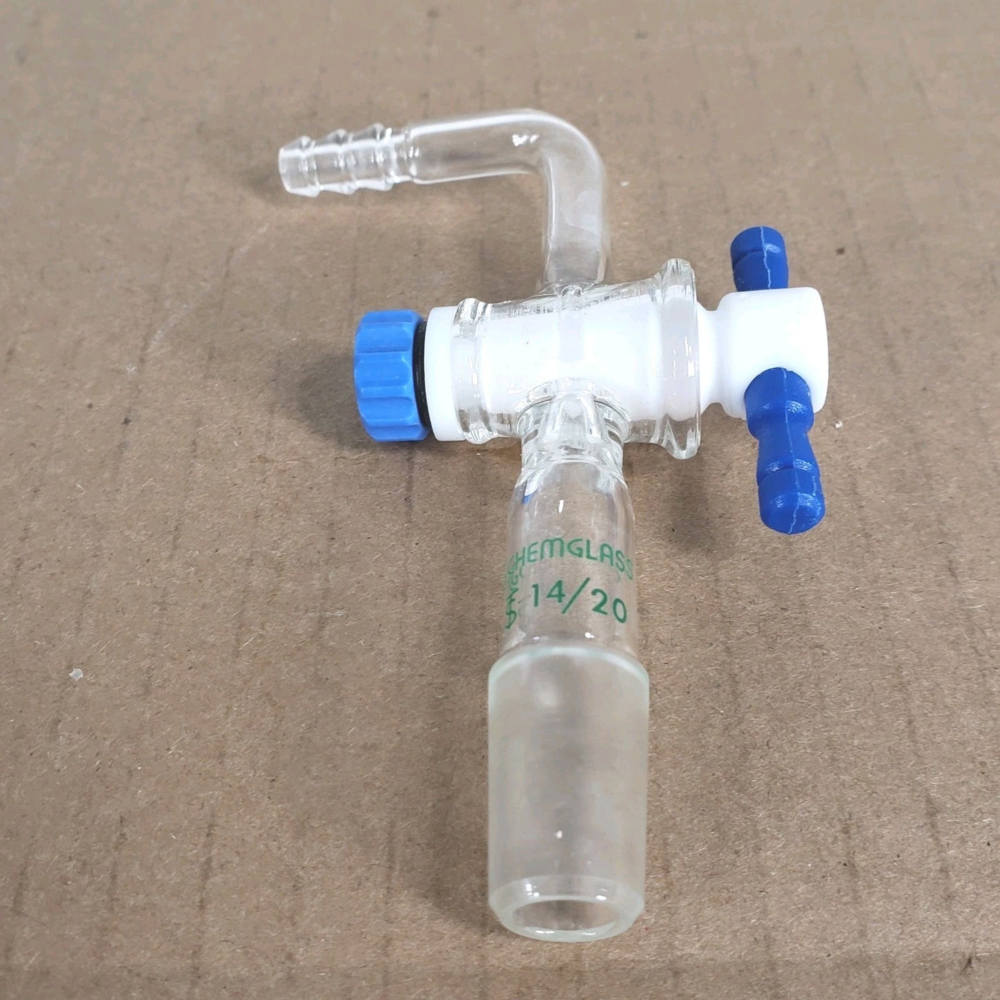 Lot 2 Chemglass CG-1028-14 CG-1030-14 Flow Control Adapters 14/20 Hose