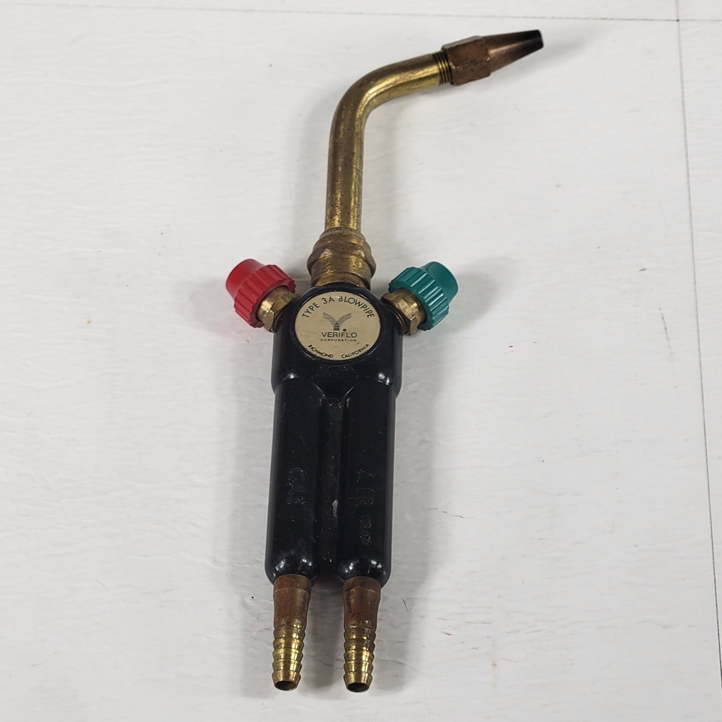 VERIFLO Type 3A Blowpipe, Air & Gas Inlets, Red and Green Tips, Good Condition