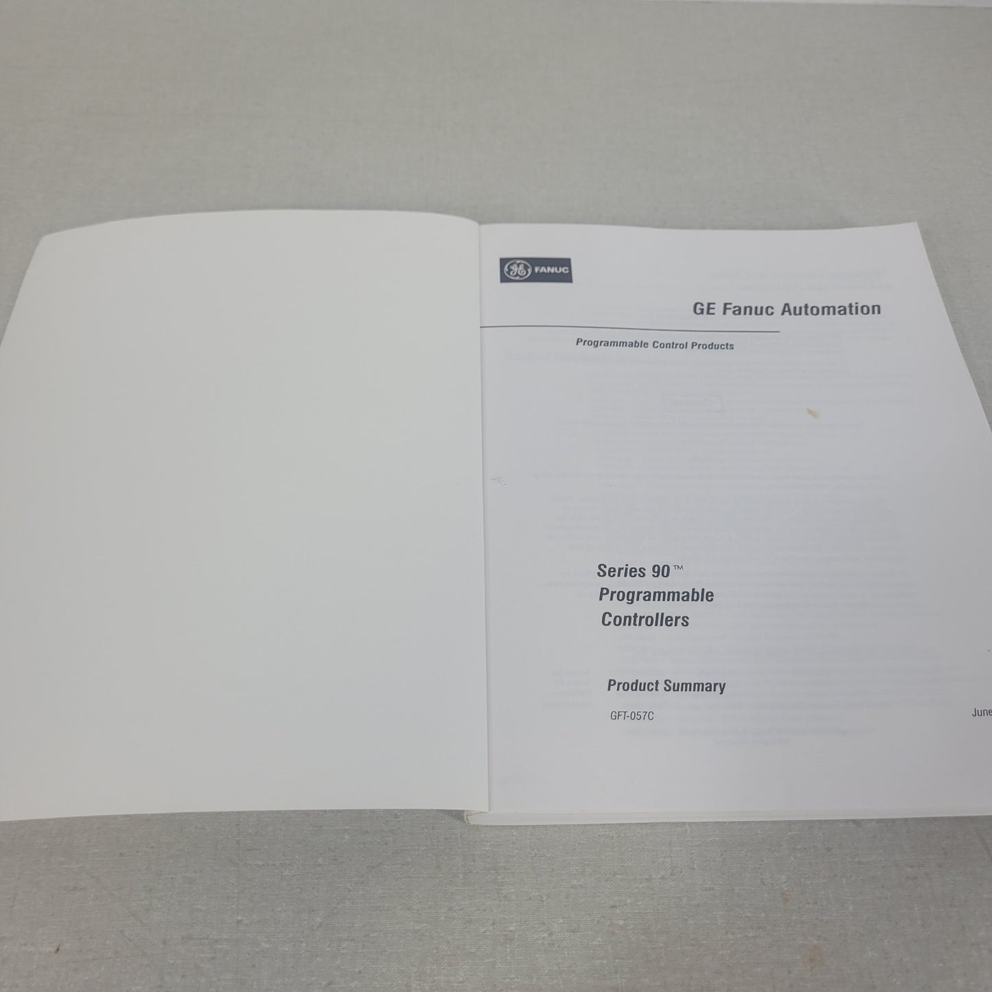 GE Fanuc GFT-057C Series 90 PLC Programmable Controllers Product Summary Manual