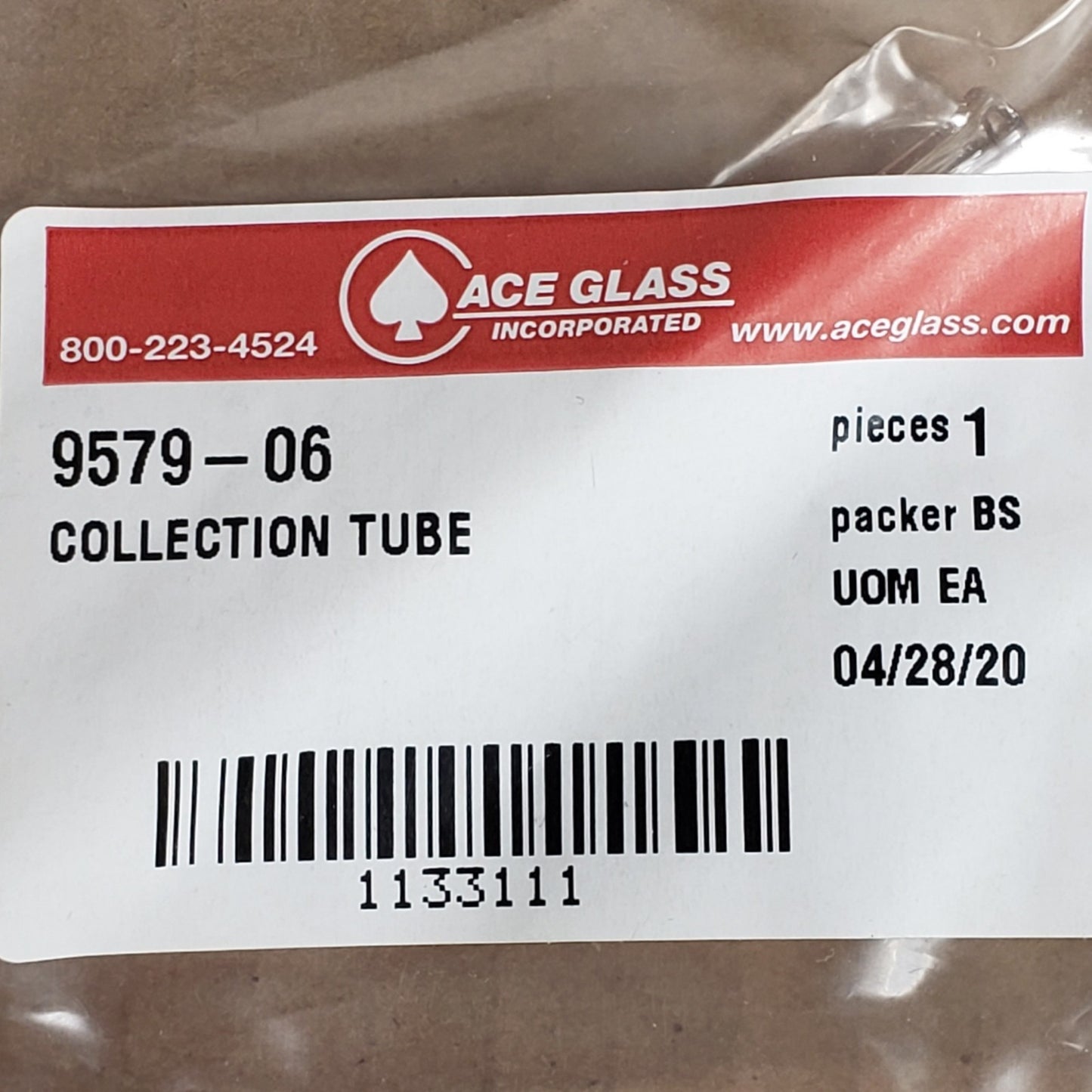 Lot Of 6 Ace Glass 97579-06 Collection Tubes 5/5M Outer Joints 0.1mL Tranfer