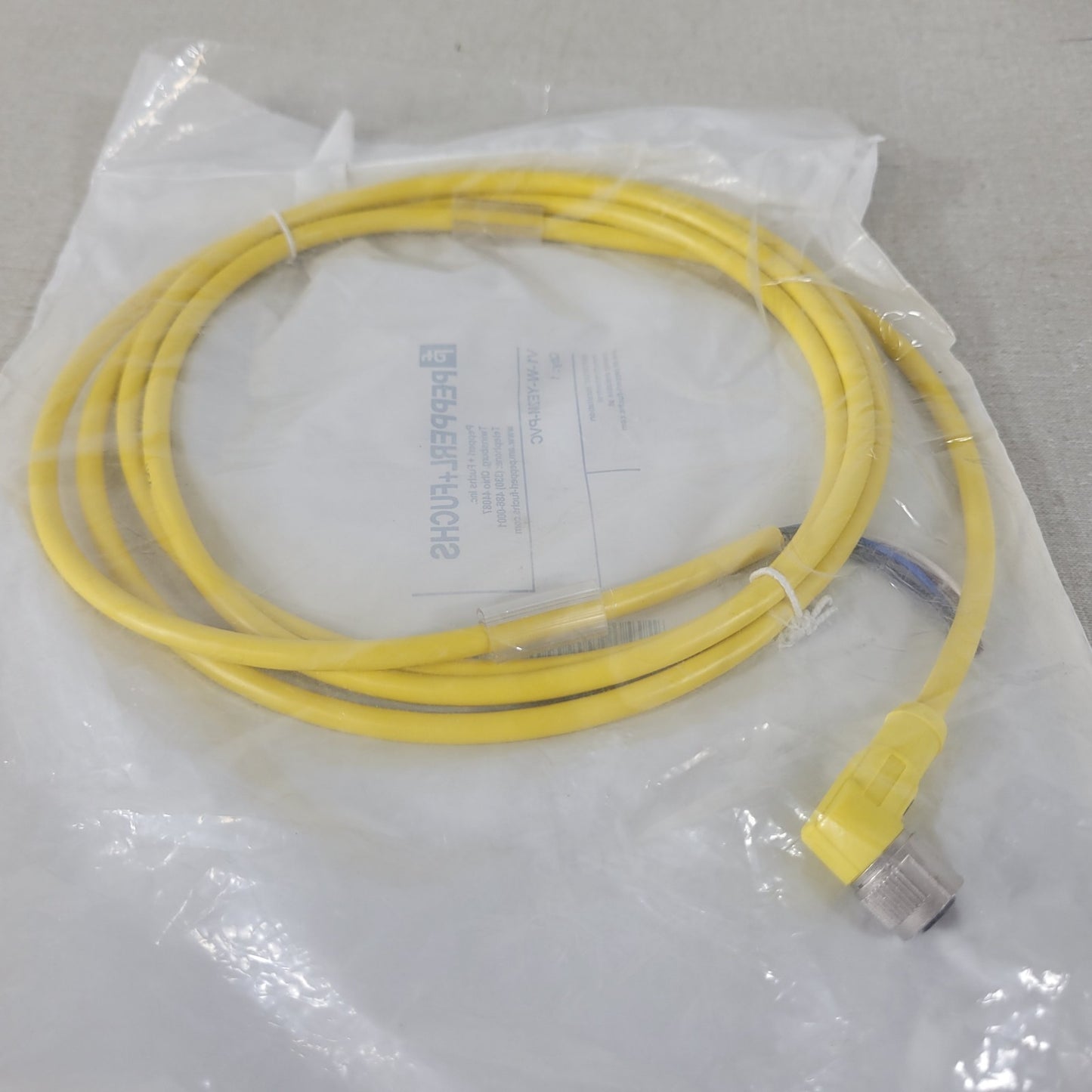 Pepperl Fuchs V1-W-YE2M-PVC 4-Pin Right Angle M12 Female Cordset 2M