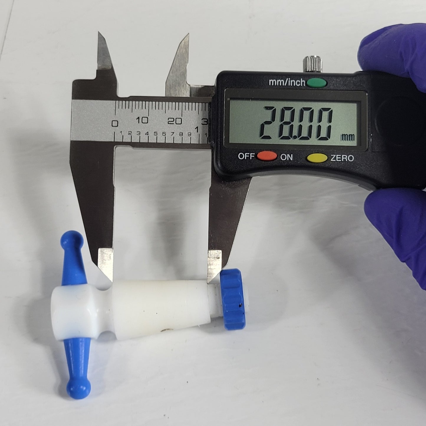 Three PTFE 17/28mm 4mm Bore Tapered Stopcocks for Glassware in Labs, Blue