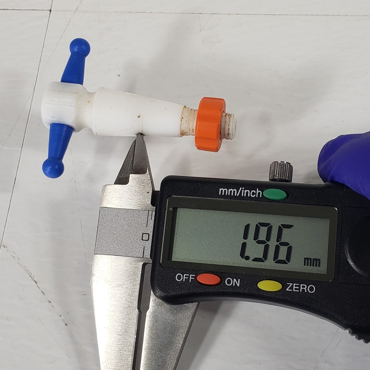 Two PTFE 13/24mm 2mm Bore Tapered Stopcocks, Blue w/Color Mismatch Screw-In Nuts