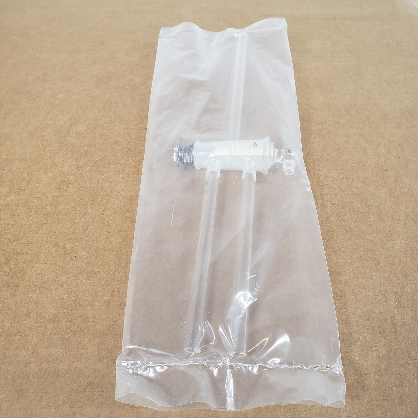 Chemglass CG-414-02 180° 3-Way Glass Stopcock 4mm Double Oblique Bore 10mm Arms