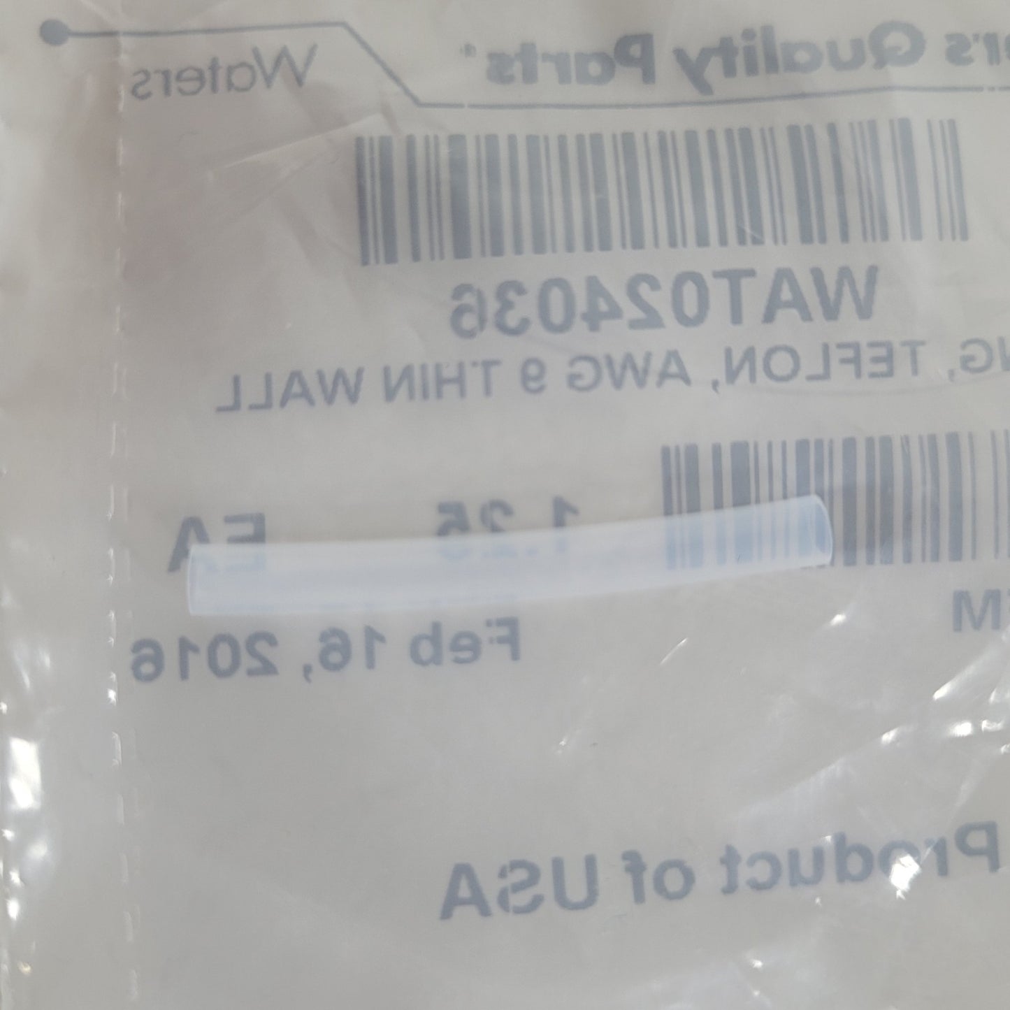 Waters WAT024036 AWG 9 PTFE Teflon Tubing HPLC Solvent Filter Connector