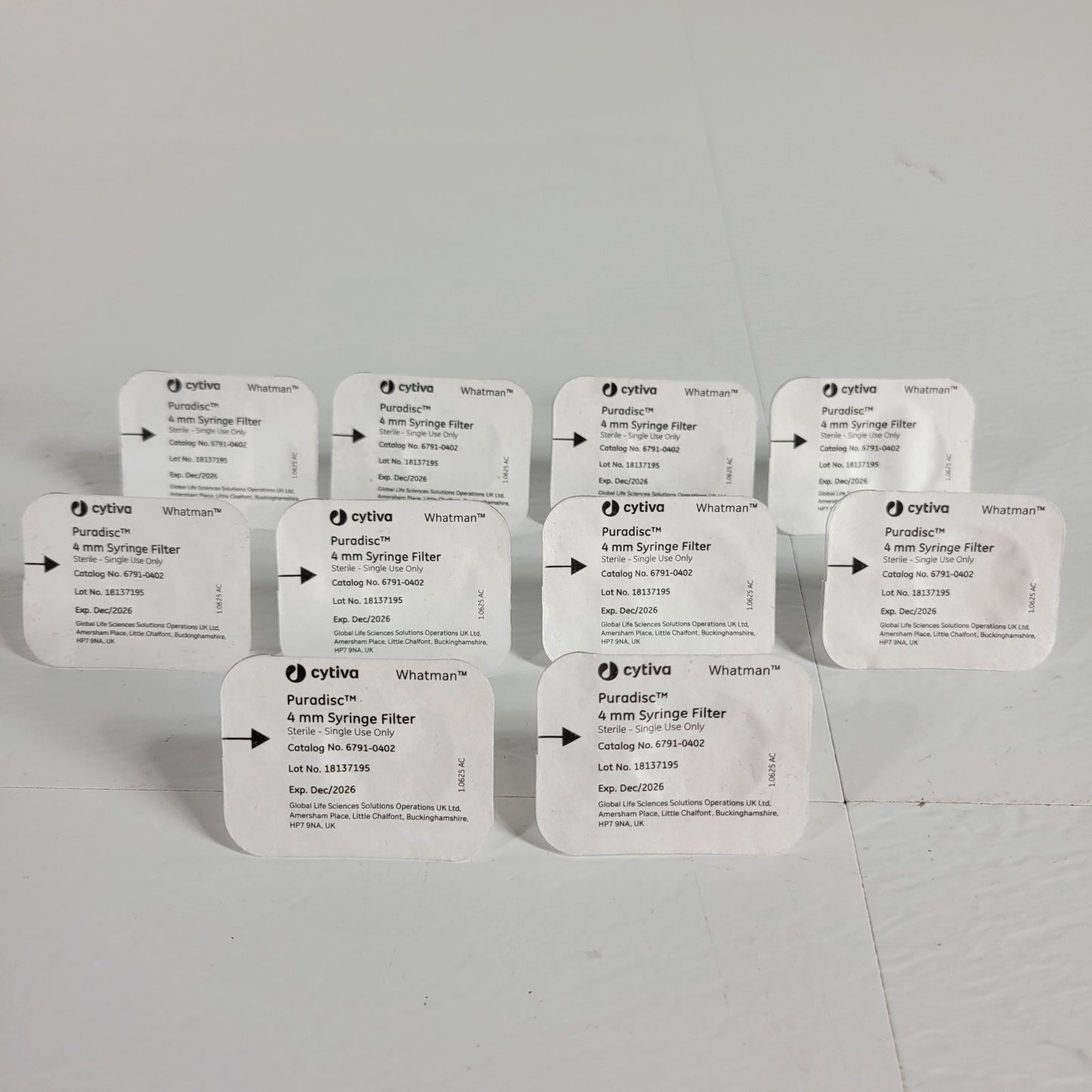 10x Whatman Puradisc 4 6791-0402 Single Use PVDF Filters 4mm 0.2um