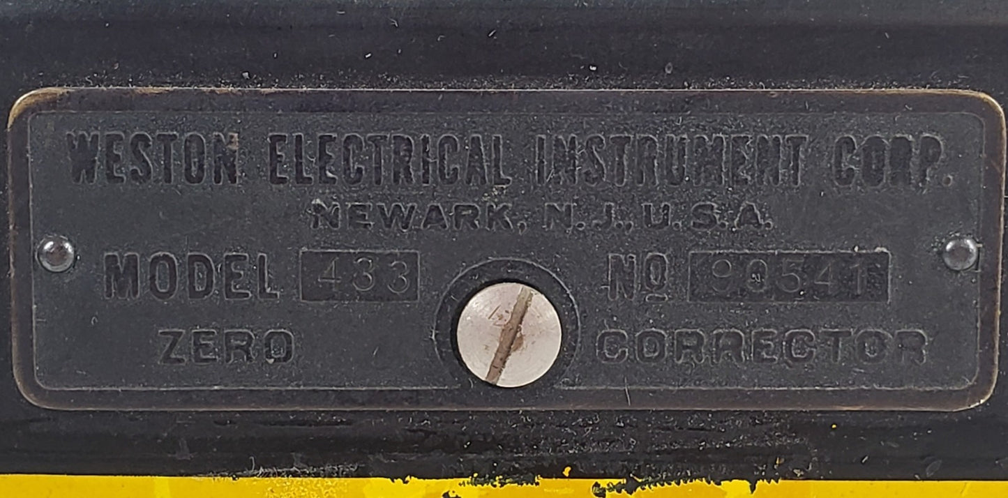 WESTON ELECTRICAL Model 433 Vintage AC Ammeter Analog Meter 25-500 Cycles