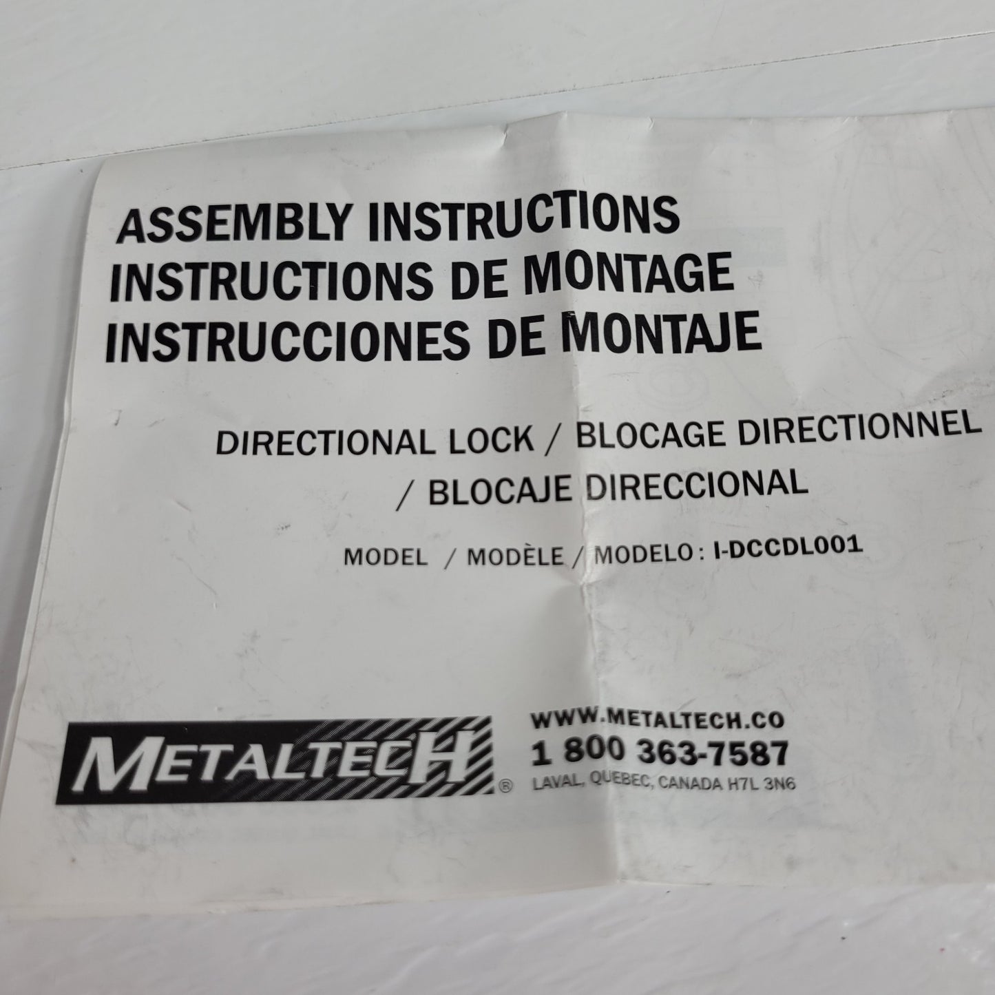 METALTECH IDCCDL001 Directional Lock with Bolts, Washers, and Instructions