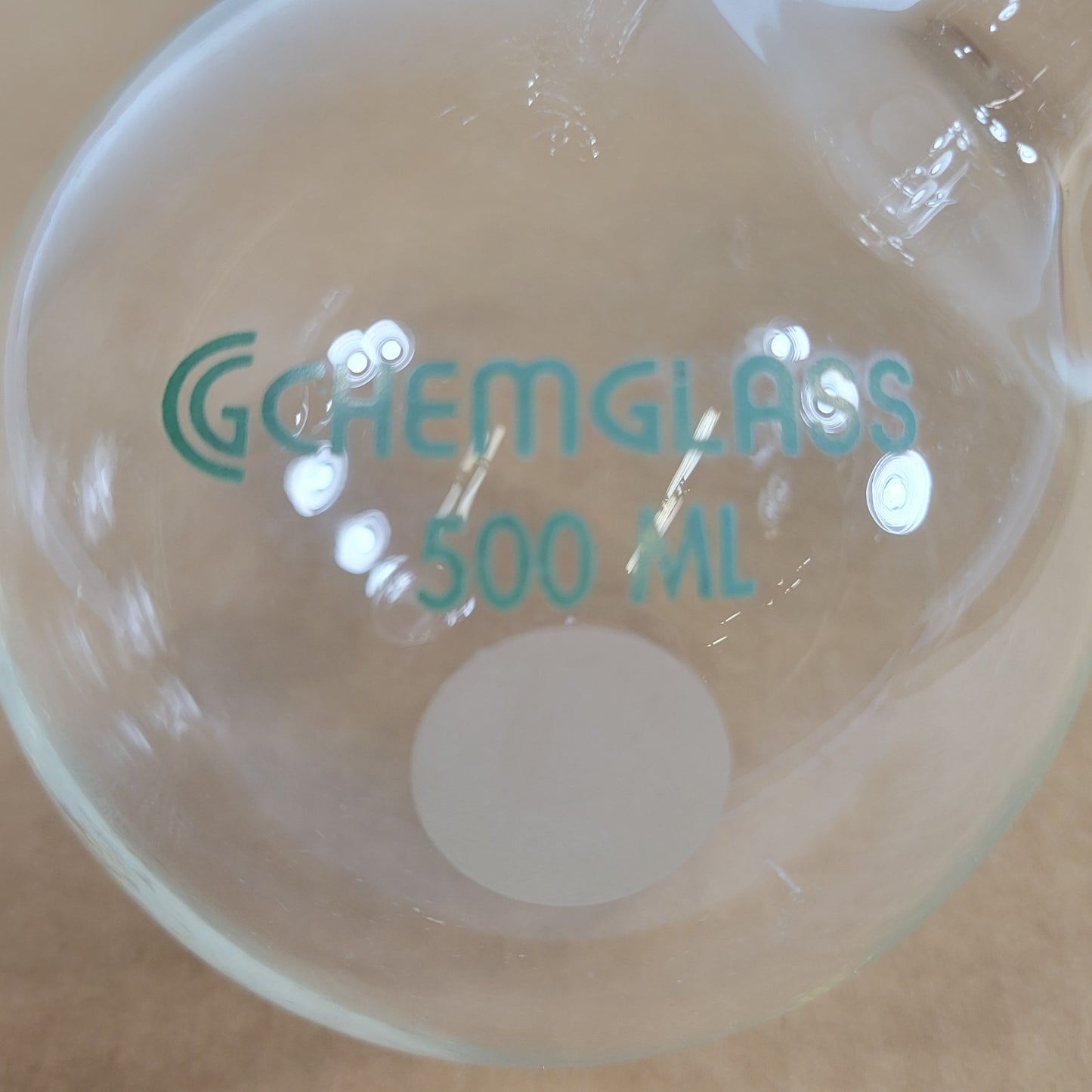 Chemglass 500mL Airfree Schlenk Storage Flask 14/20 Sidearm 0-8mm Chem-Cap Valve
